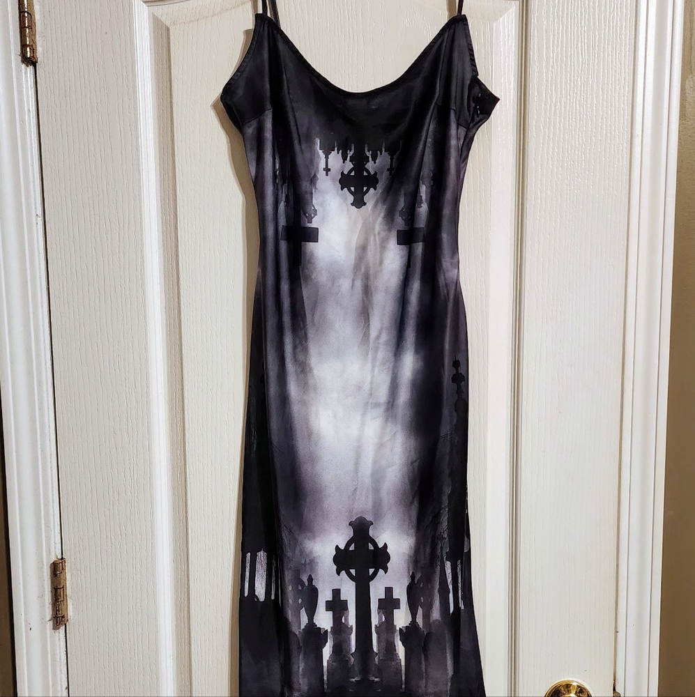 NWT Widow 90s Gothic Vamp Slip Dress Sz Large (also would fit Med)